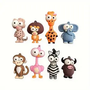 8pcs Cute Jungle Animal Fridge Magnets - Funny Big Eye Cartoon Refrigerator Magnets for Whiteboard, Locker & Kitchen Decor - Great Novelty Gift for Kids & Adults