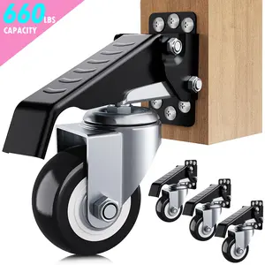 Workbench Casters kit 660 Lbs - Retractable Casters Heavy Duty Bench Caster Wheels Designed for Workbenches Machinery & Tables, 4 Pack
