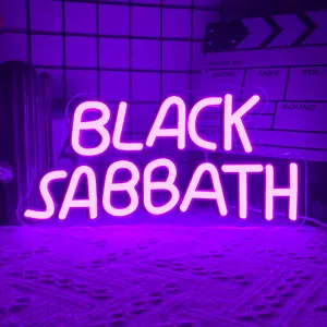 Black Sabbath Music Neon Sign Rock Guitar Neon Sign, Live Music Neon Wall Decor LED Sign, Bedroom Room Music Studio Rock Music Concert Bar Club Birthday Wedding Party Decor Light, Led Light Letters