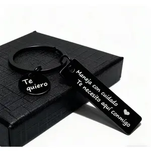 Spanish Personalized Pattern stainless steel Drive Safe Keychain Te Quiero & Maneja Con Cuidado exquisite Gift for Boyfriend on Birthday Father Day Valentines Day Gifts Outdoor Accessories Spanish Styles wall
