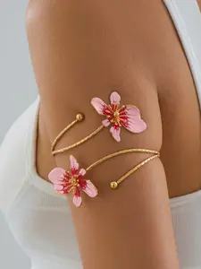 1 Piece Floral Leaf-Entwined Irregular Openwork Bracelet Arm Cuff - Perfect for Vacations | Parties | Banquets | Proms and Everyday Wear - Valentine's Day Birthday Anniversary Mother's Day Gift