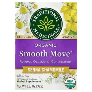 Traditional Medicinals Organic Smooth Move®, Senna Chamomile, Caffeine Free, 16 Wrapped Tea Bags, 1.13 oz (32 g)