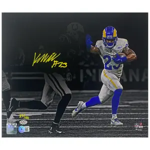 Kyren Williams Autographed Rams "Stiff Arm" 11" x 14" Photo Beckett GDL LE 23/50