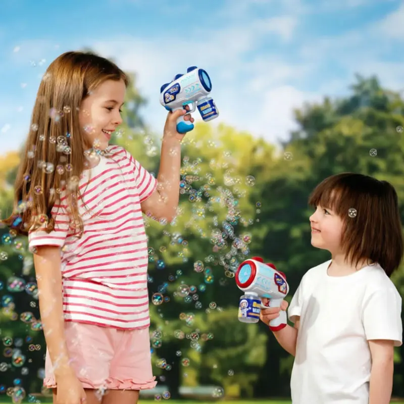 Rocket-Shape Unisex Multi-Hole Electric Automatic Blaster Kids Toy - Handheld Air Cannon Blower for Ages 4-8, Portable Colorful Summer Party Favors, Backyard Bath Gifts with Bubble Solution sohochic outdoor