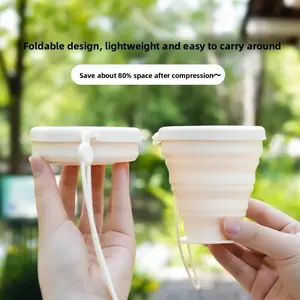 Collapsible Silicone Cup with Lid -  Foldable Travel Mug for Coffee & Water - Outdoor Sports Essential