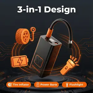 TiremaxX Multipurpose Tire Inflator Portable Air Compressor 150PSI with Power Bank 10X Fast Inflation Digital Gauge LED Light Auto Shut Off Cordless Pump for Car Bike Balls
