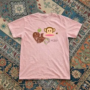 Pink Paul Frank With Cute Monkey  Baby Tee – Y2K Vintage Cartoon Aesthetic Top