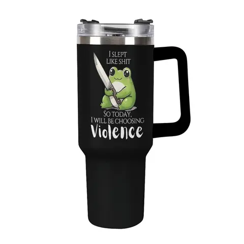 Kawaii Rude Frog Insulated Tumbler 20oz/40oz – Large Capacity Car Cup, Long Lasting Heat & Cold, Funny Knife Graphic, Sarcastic Trendy Travel Mug, summervibes