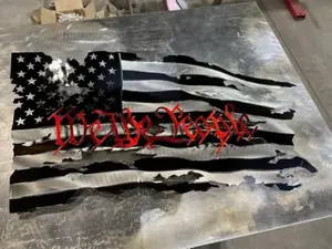 Steel Black & Silver Flag with Red We The People