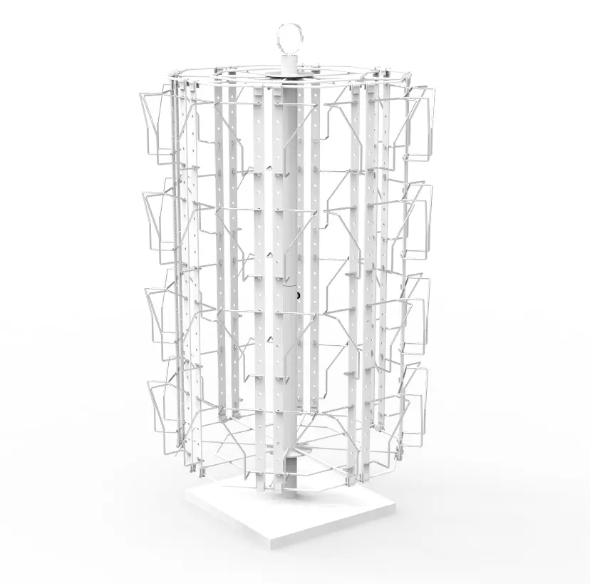 FixtureDisplays® Up to 32 Adjustable Pockets Display Rack, Greeting Post Card Christmas Holiday Spinning Rack Stand, Pocket Size: 4.5-7.6" Wide, 5.8" and Up Tall, 8 Sided, 11602-O-WHT-NF