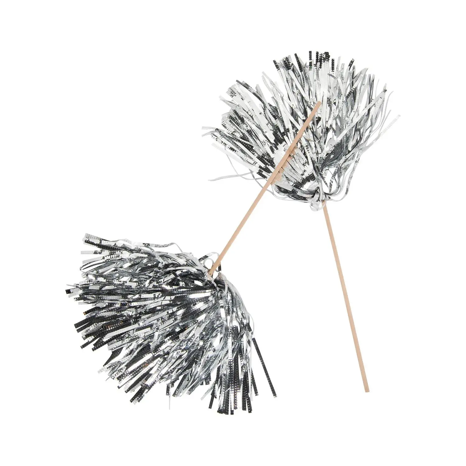 24-Pc Metallic Silver Cheer Pom Poms Set, 12 in for School Spirit, Cheerleading Events