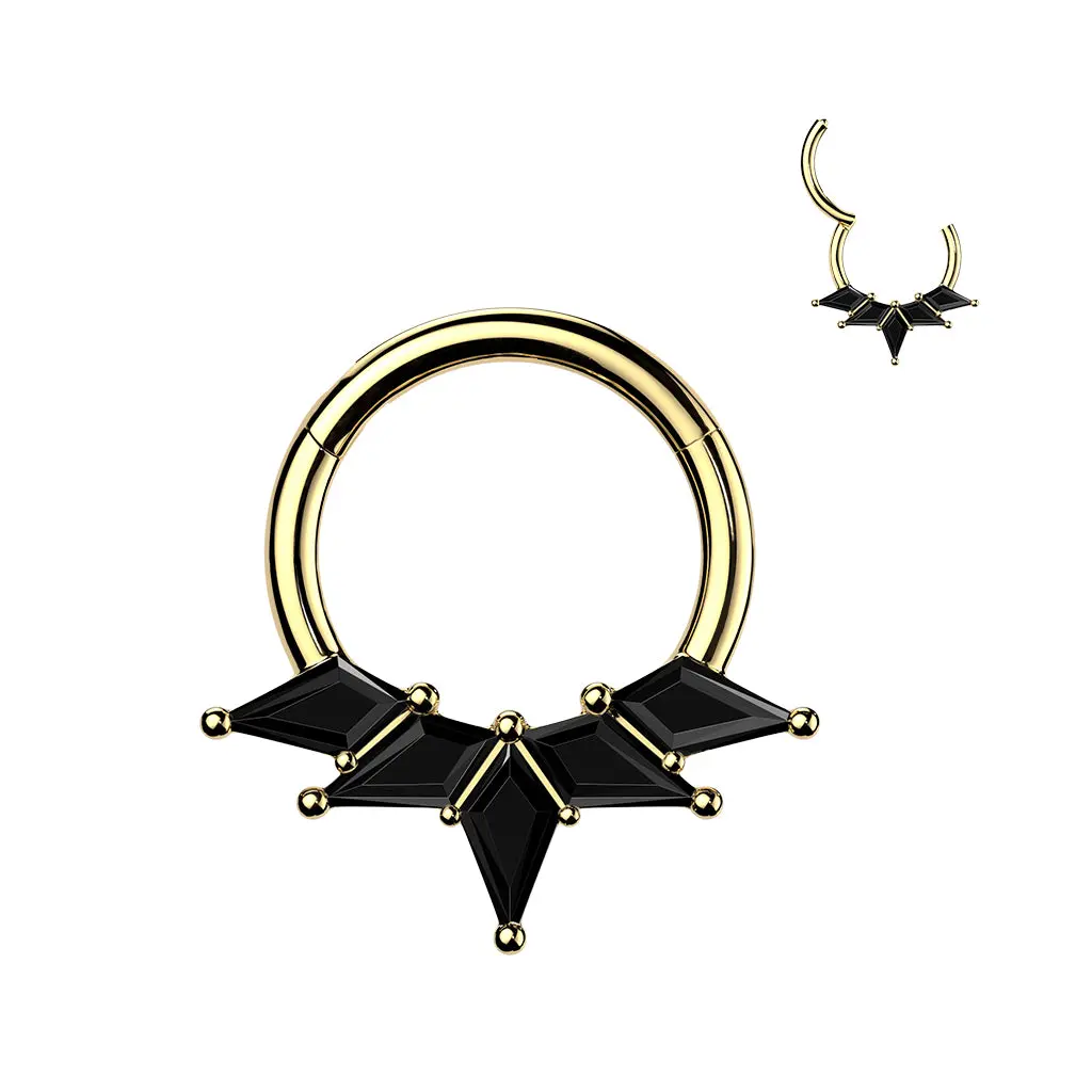 Kite CZ Fan Septum & Daith Clicker Hoop – 16G ASTM F-136 Titanium