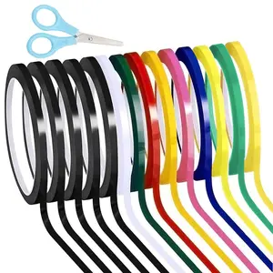 14 Rolls 1/4 Pinstripe Whiteboard Tape Dry Erase Tape Line Gridding Marking Vinyl Tapes Self-Adhesive with a Scissor, 166 Feet Per Roll (Multicolored)