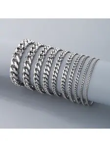 Hip Hop Cuban Link Chain Stainless Steel Unisex Bracelet Adjustable Sizes Multiple Colors Hipster Jewelry Gift