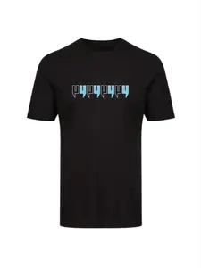 Men's Loose Fit Blue Sound Wave Pattern T-Shirt, Soft Breathable Short Sleeve Top, Casual and Formal Wear, Fitted Crop Style