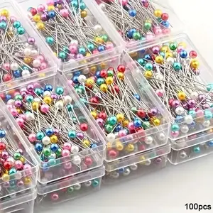 Colorful Bead Sewing Pin (100pcs), Pearled Ball Head Pin, DIY Sewing Accessories for Clothes