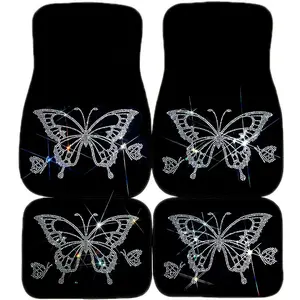 Rhinestone Decor Car Floor Mat, Truck Floor Mats, Butterfly Pattern Car Interior Decorative Mat, Universal Car Interior Accessories for SUV, Sedan, Truck, Car Accessories