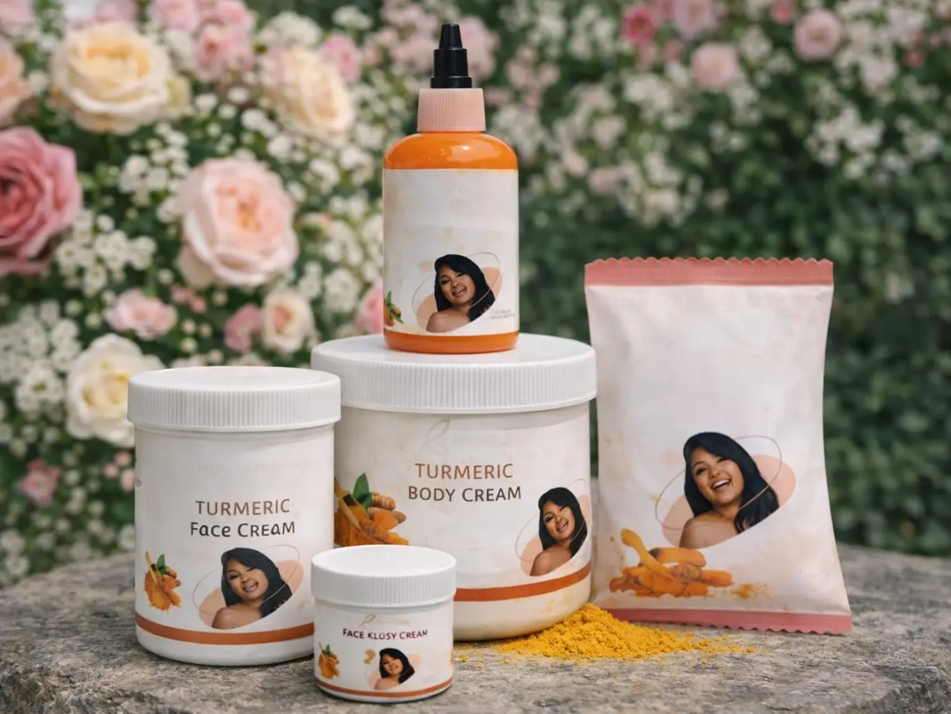 Turmeric Body & Face Cream Pack of 5 - Natural Turmeric Infused for Skin Care - Includes Cream for Face & Knees - Ideal for Daily Use