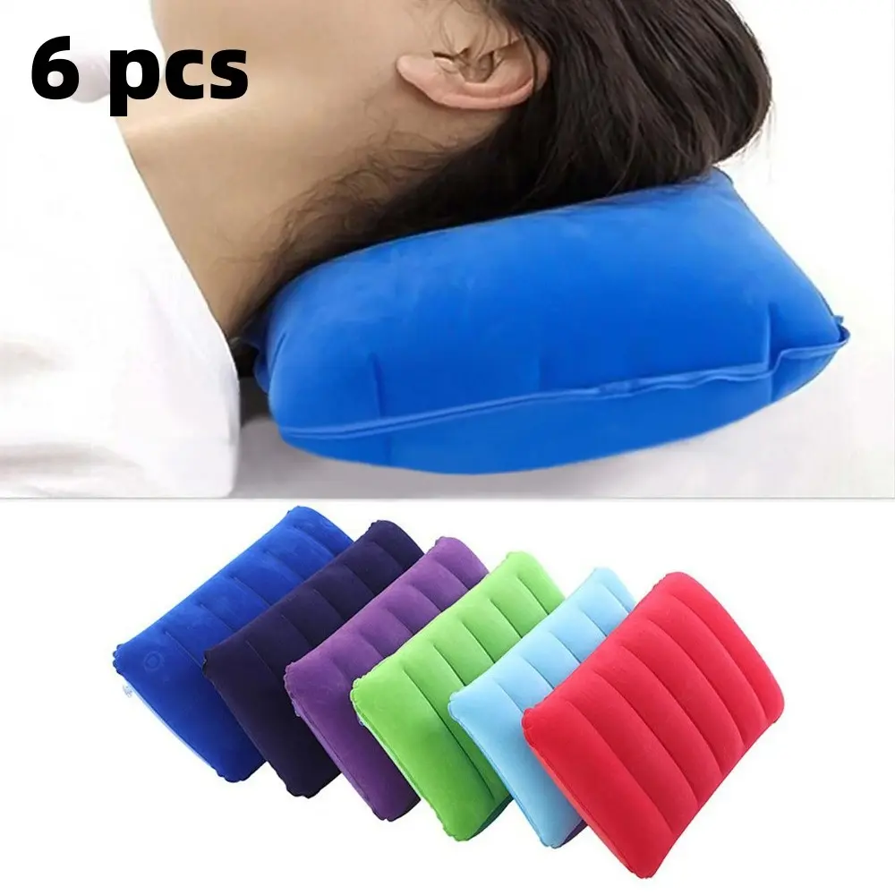 6-Piece Inflatable Travel Pillow Set, Portable Foldable Air Cushion Travel Neck Cushion for Adults Outdoor Sleep, Waist Pad Office Rest, Nap Sleeping Essential