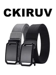 Men's Elastic Nylon Belt, Adjustable Auto-Snap Buckle, Quick-Release Tactical Waistband, Ideal for Jeans and Work Pants, Casual Wear