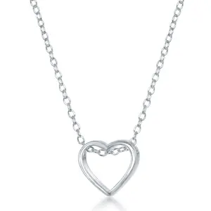 Sterling Silver Center Open Heart Necklace
