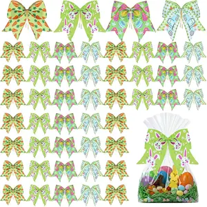 48 count 6 Inch Easter Bows for Wreath Easter Bunny Egg Bows Bulk for  Wrapping Holiday Basket Ornaments Party Decor