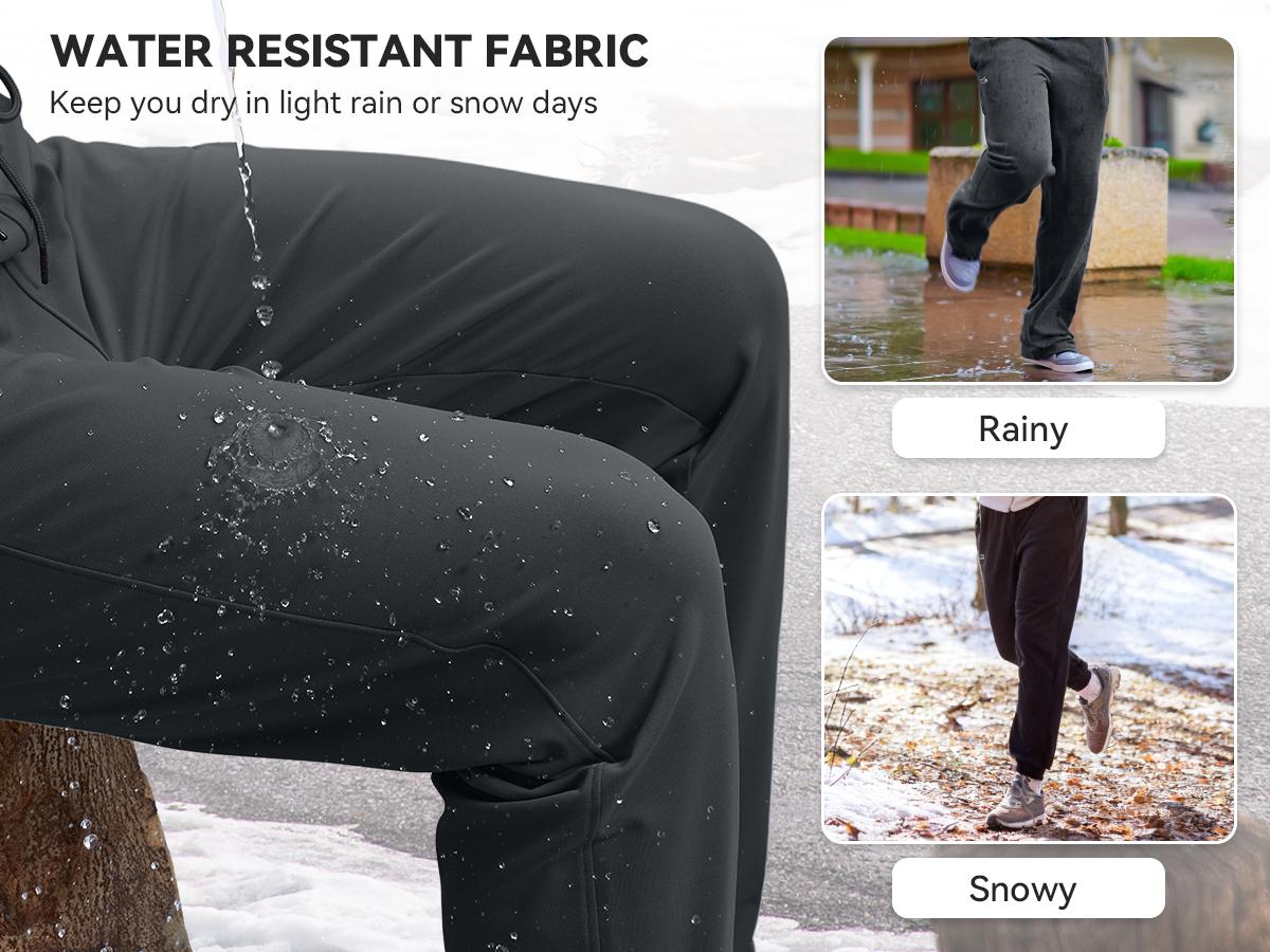 Men's Fleece Lined Winter Pants 32"/34"/36" Inseam Tall Sweatpants with Zipper Pockets Warm Water-Resistant Athletic Joggers Men