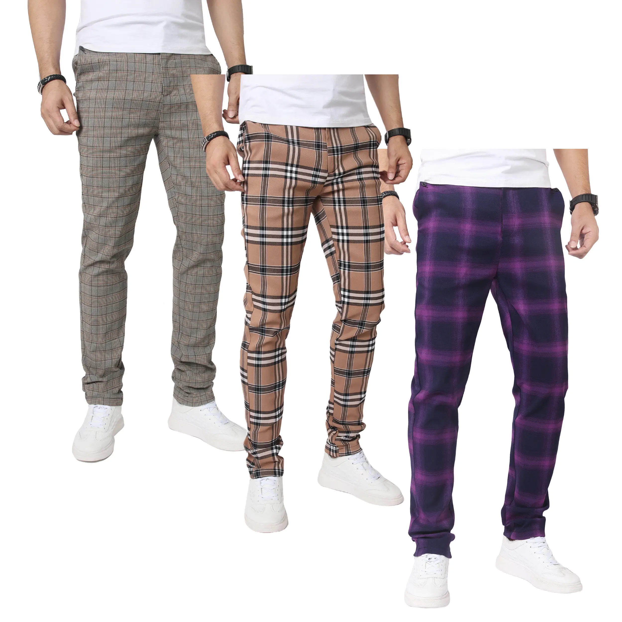 (3 Pack)Light Brown-Dark Grey-Purple