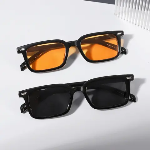 Men's Rectangle Frame Sunglasses, Fashionable Frames Sunglasses, Trendy Casual Full Rim Sunglasses for Everyday Use, Fashion Accessories for Outdoor Activities, Trendy Vintage Sunglasses, Rectangular Sunglasses