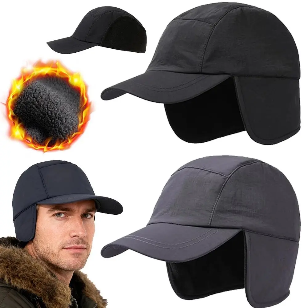HOMEYA Men's Winter Hats with Earflaps, Warm Fleece Lined Trapper Hat for Cold Weather