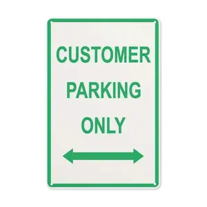 12x8 Inch Customer Parking Only Sign with Arrows - Heavy-Duty Metal Parking Lot Directional Sign, Green/White Design - Pre-Drilled Holes for Business, Store, Restaurant, Public Parking - Durable Indoo