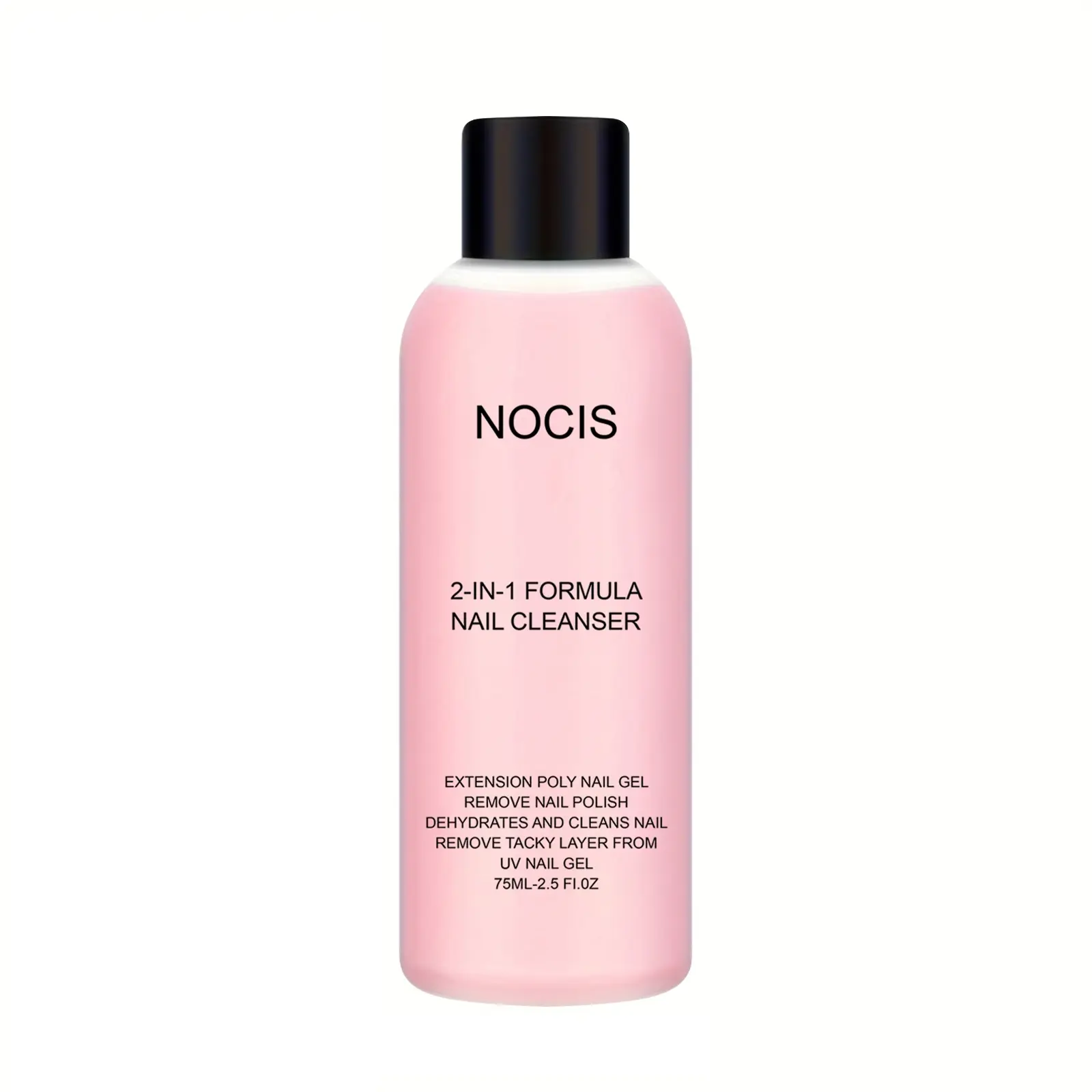 NOCIS 2-in-1 Nail Cleanser & Gel Polish Remover, Cleansing, Formaldehyde-Free, Non-Sticky Formula for Acrylic & Gel Nails, 75ml Essential for Nail Care, Bottle Design, Assists in Extending & Shaping, Nail Products