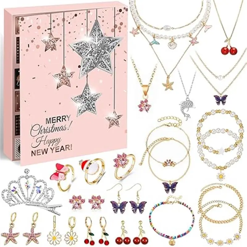 Jewelry Advent Calendar for Teenage Girls 2024 Teen Girl, Christmas Fashion Bracelets, Necklaces, Rings, and Earrings - 24 Days of Holiday Countdown, Surprise Gifts for Daughter, Girlfriend, Wife, Mom