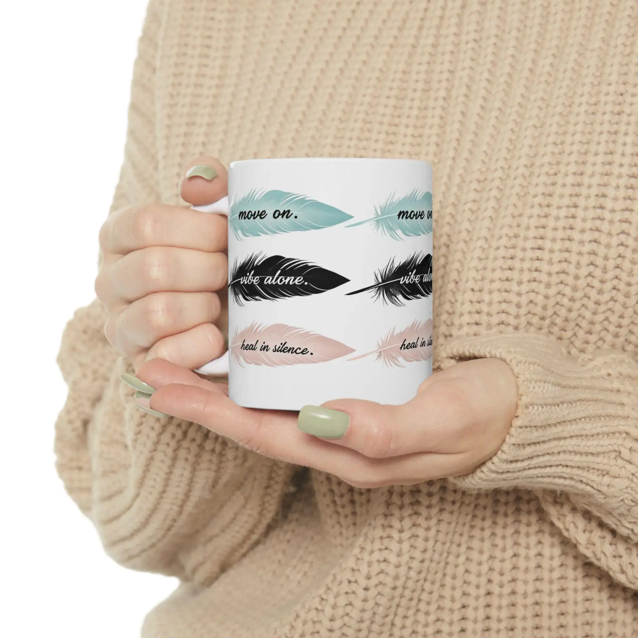 Healing Mug, Inspirational Ceramic Cup for Positive Energy, Self-Care & Mindfulness Gift, Relaxation Drinkware for Tea and Coffee