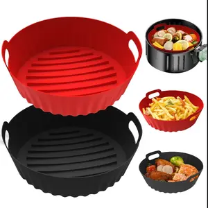 2 Pack Silicone Air Fryer Liners Square for 4-10 Qt, Heat Resistant Pot Oven Liners, Reusable Baking Tray Mat, Kitchen Accessories