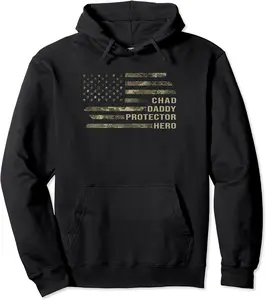 Husband Daddy Protector Hero Camo American Flag Chad Pullover Hoodie - Matthewgol Shop 42B0D6TJRRZZ