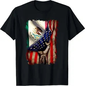 100% Cotton Mexican Roots american mexican flag Mexico is calling T-Shirt