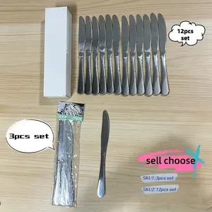 3/12pcs Stainless Steel Dinner Knives with Round Edge, Durable Kitchenware Silverware Set, Ideal for Restaurants & Home Use, High-Quality Table Knives
