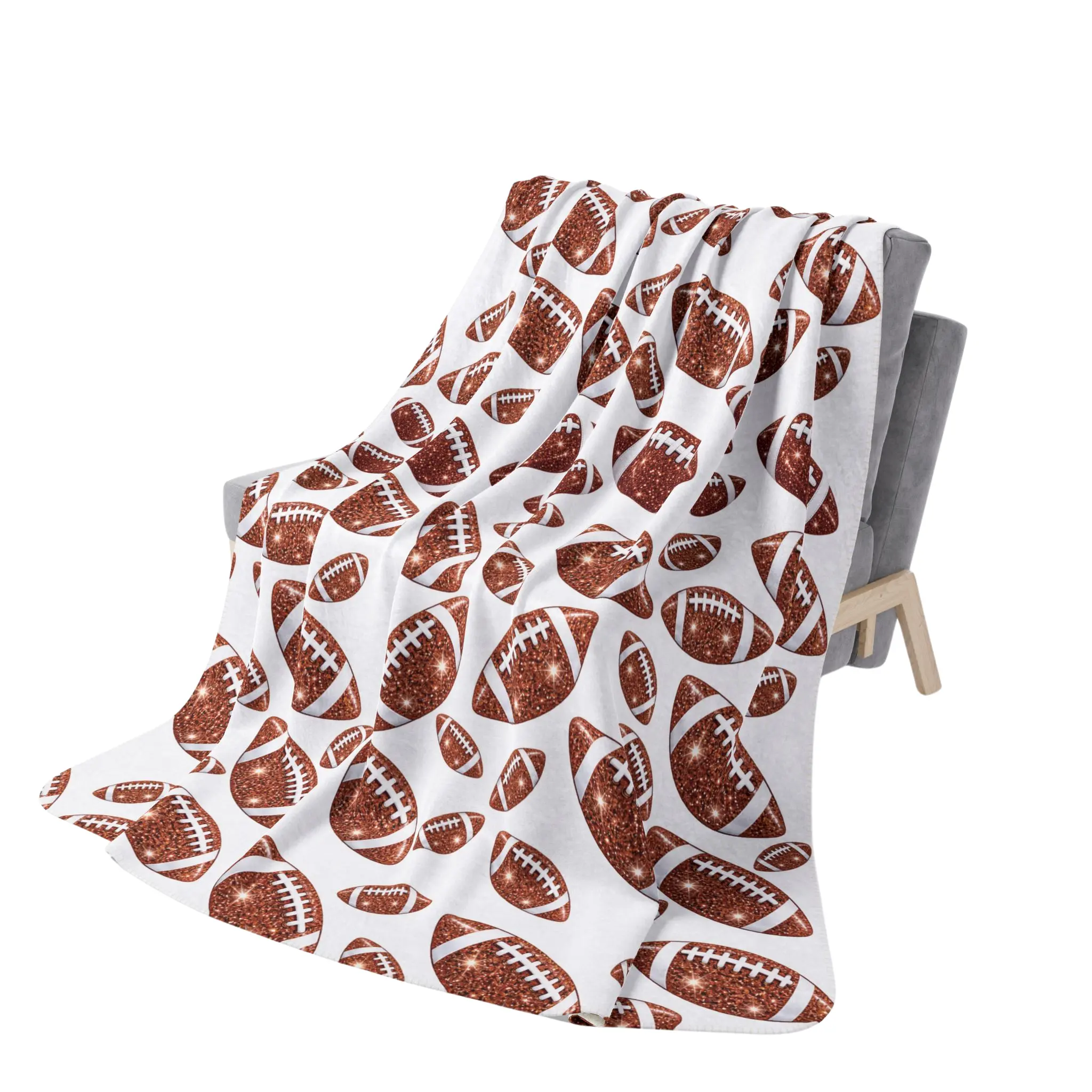 1pc  Soft Football Print Throw Blanket  Warmth, All-Seasons Durable, Wrinkle-Resistant, Fade-Resistant, Machine-Washable, Fan-Style Decor, Keeps a Neat Sofa Look, Built to Handle Daily Use, Indoor/Outdoor Home Decor Gift