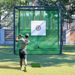 SAVEYOUR  Heavy Duty Metal Frame Golf Hitting Net Cage, 10 x 10 x 10 Feet Large Practice Netting Kit, Portable Golf Training Simulator Equipment for Backyard Home Outdoor Swing Practice