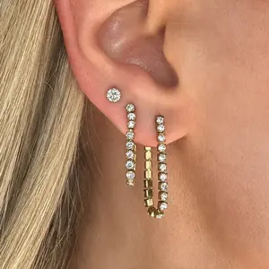 EVRY JEWELS Gold or Silver Plated Women's Drop the Link 3 Piece Earring Set
