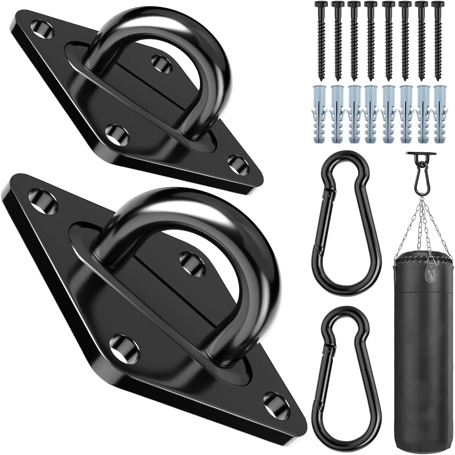 1700 lb Capacity Hammock Hanging Kit Heavy Duty Hammock Hooks for Swing Hanging Brackets, M10 Black Rust-Resistant Swing Hook Hardware for Indoor/Outdoor - Ceiling Wall Hooks (20PCS)