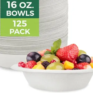 Gogreen-150Pack Disposable 16oz Biodegradable Paper Bowls, 100% Compostable, Heavy-Duty Design for Versatile Use