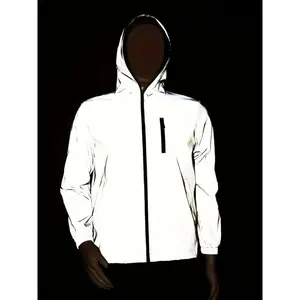 [Lightweight Reflective Windbreaker Jacket] Men's Reflective Hooded Windbreaker Jacket - Casual, Lightweight Coat For Nighttime Running, Spring/Fall Outdoor Wear Men's Plain