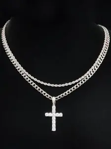 Unisex Cross Necklace Set, Adjustable Stainless Steel Chain, 16-30 Inch, Perfect Gift for Women, Valentine's Day, Easter, Graduation