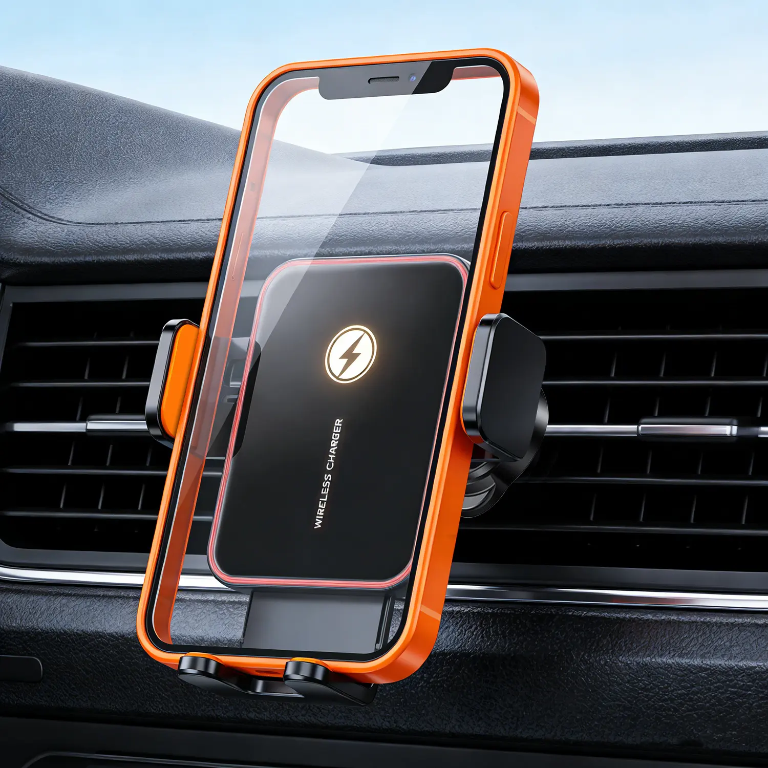 15W Fast Wireless Car Charger Mount - Automatic Clamping Air Vent Holder with 360° Rotation, 15w Speed Charging for iPhone 17 Pro Max 16 15 14 13 12, Samsung Galaxy S26 S25 S24 S23 S22