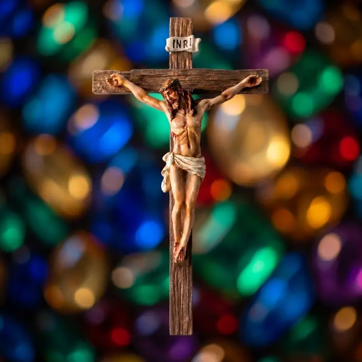 Catholic Crucifix Wall Cross – 9.65" Handmade Renaissance Jesus Christ Sculpture, Stylish Religious Home Decor, Inspirational Christian Easter Gift for Devout