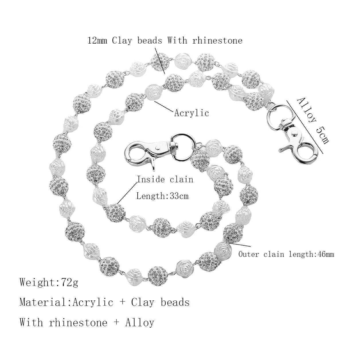 White bead+flower waistband (12mm)