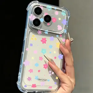 A Colorful "Dopamine" Floral Pattern Transparent Phone Case — Featuring Four-Corner Airbag Drop Protection; Compatible with iPhone 17 Pro Max/16/15/14/13/12/11 and S22/S23/S24/S25/S26 Series. An Ideal Birthday Gift Choice for Both Men and Women.