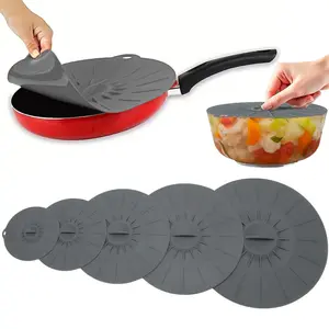 Silicone Microwave Splatter Cover, 5 Counts/set Reusable Suction Lid for Bowl, Cup, Plate, Pot & Pan, Kitchen Gadgets, Containers